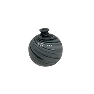 Hand Blown Glass Gray Swirl Ball Vase